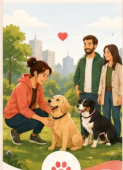 Des propriétaires de chiens font connaissance